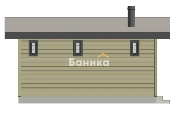 Фасад каркасная баня с большими окнами &laquo;КБ-3&raquo; фото №4