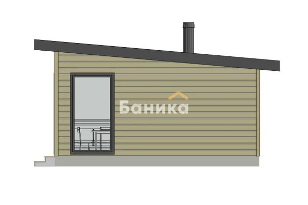 Фасад каркасная баня с большими окнами &laquo;КБ-3&raquo; фото №3