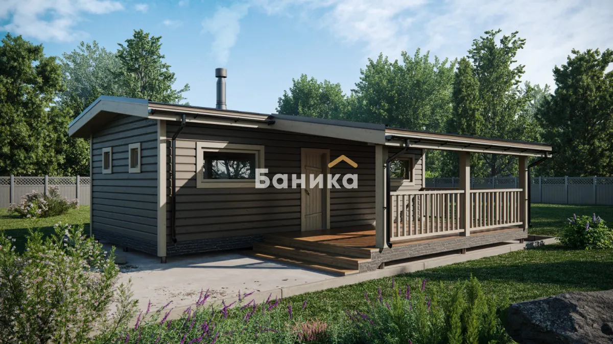 Баня дом с террасой &laquo;КБ-35&raquo; фото